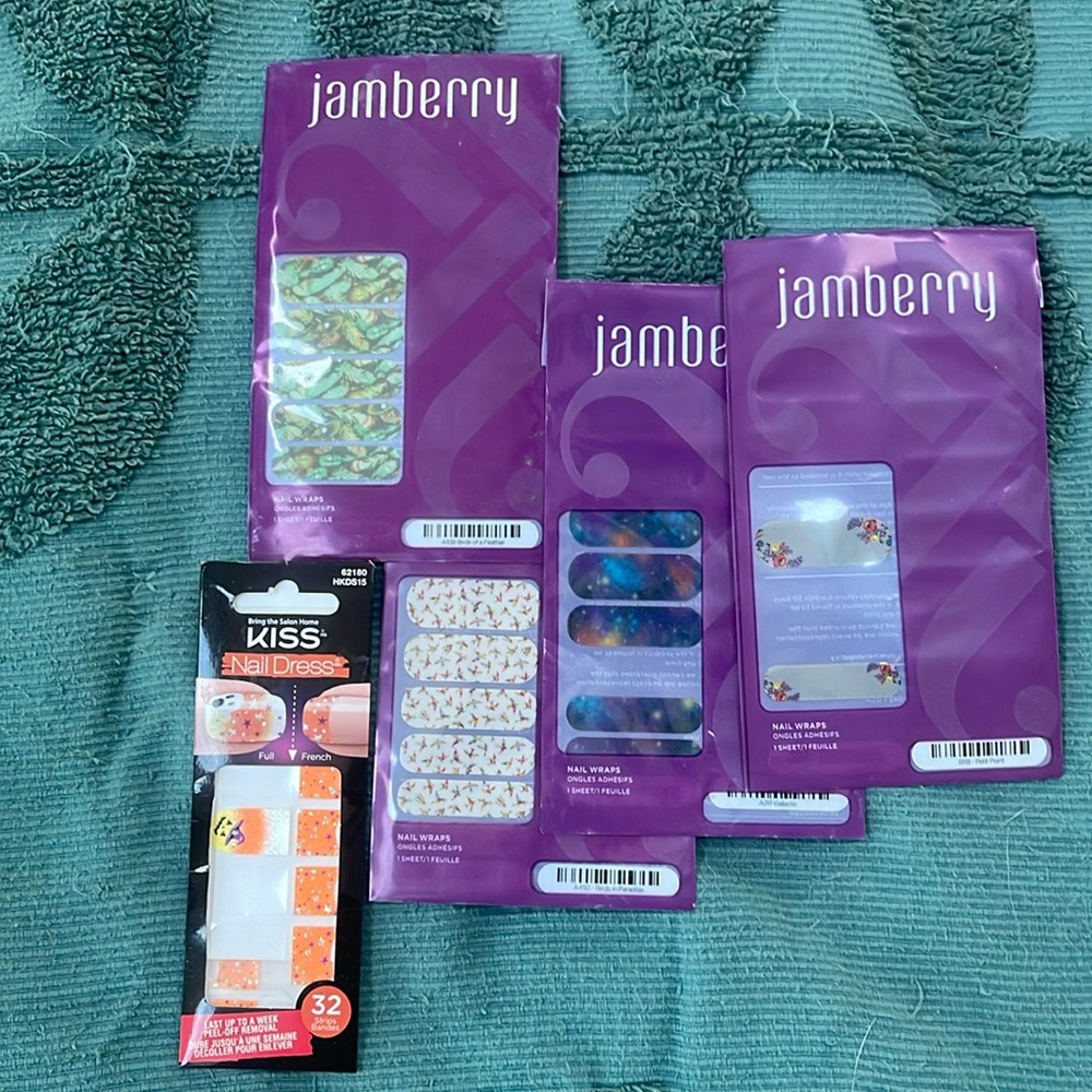 Two brand new/two partially used Jamberry nail wraps